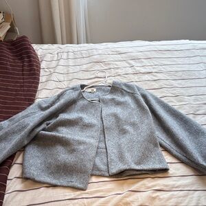 Anthropologie Cropped Grey Knit Shacket